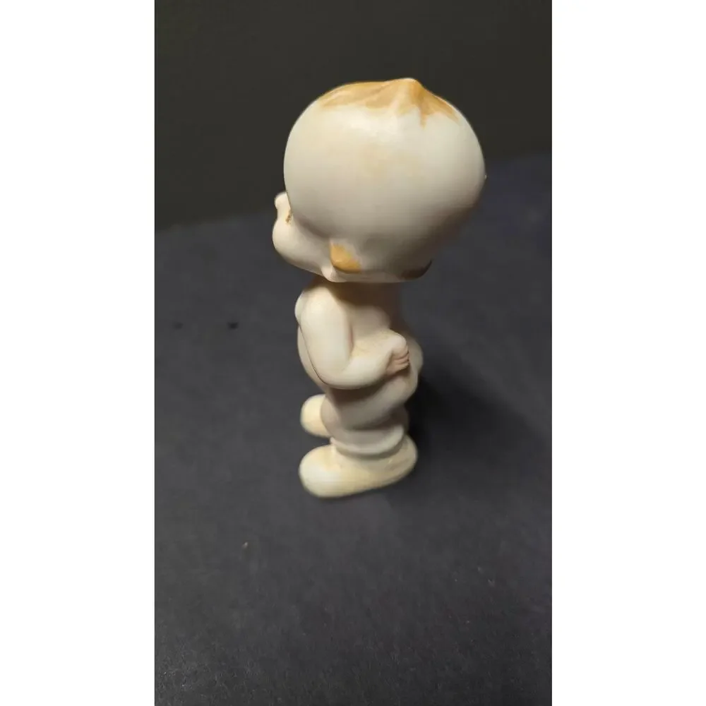 Vintage Beige Porcelain Kewpie Doll Baby Figurine Hand Painted Small Cute Decor